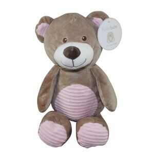 KellyBaby Plush Teddy Bear Pink Tan Corduroy Baby Girl Stuffed Toy 20" NWT FLAW
